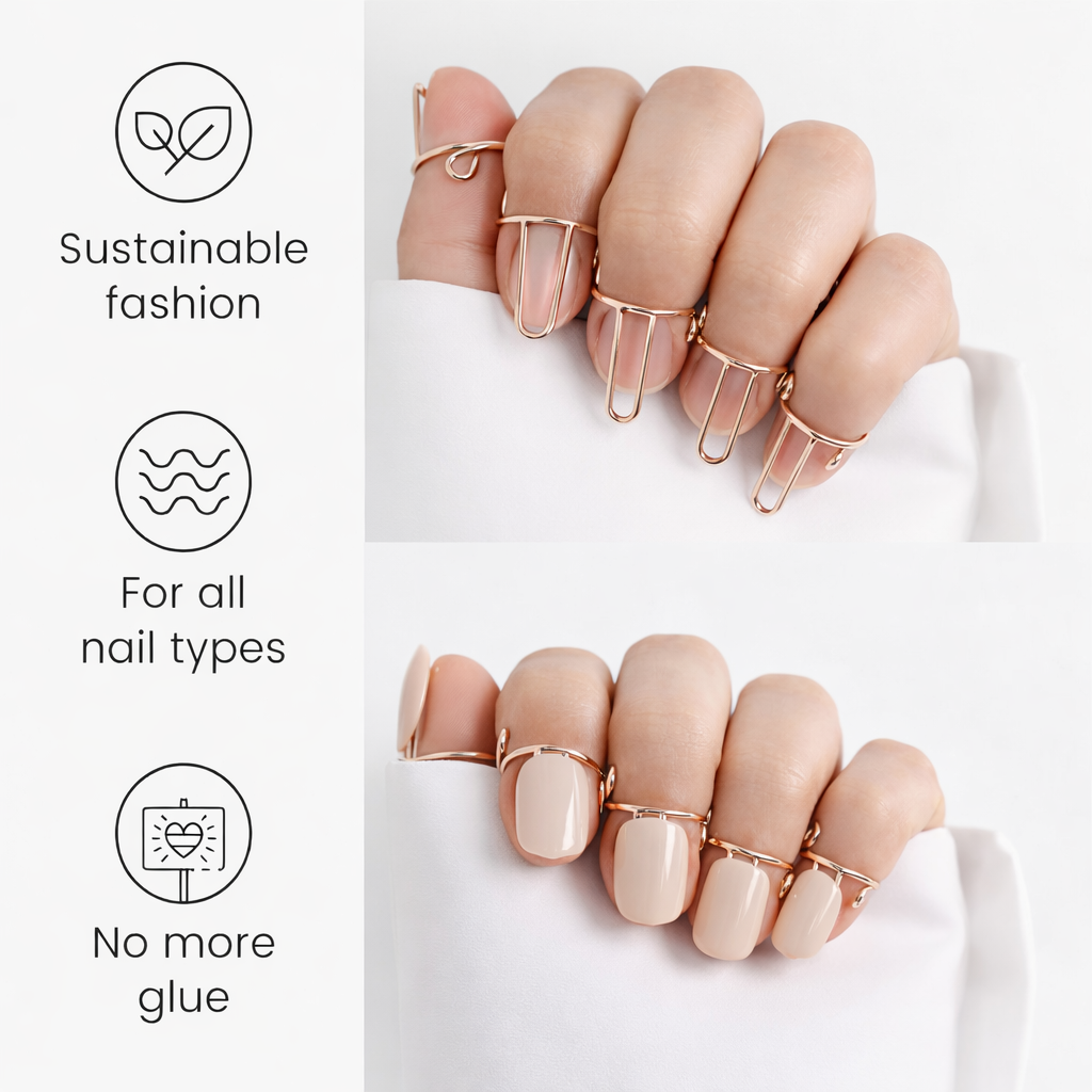 Wudu-friendly press-on nail rings for prayer, reusable and adjustable with no glue required
