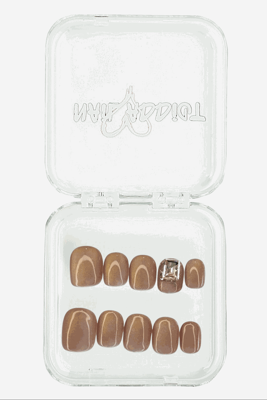 Chic Bushra press-on nail set, displayed in its branded packaging.