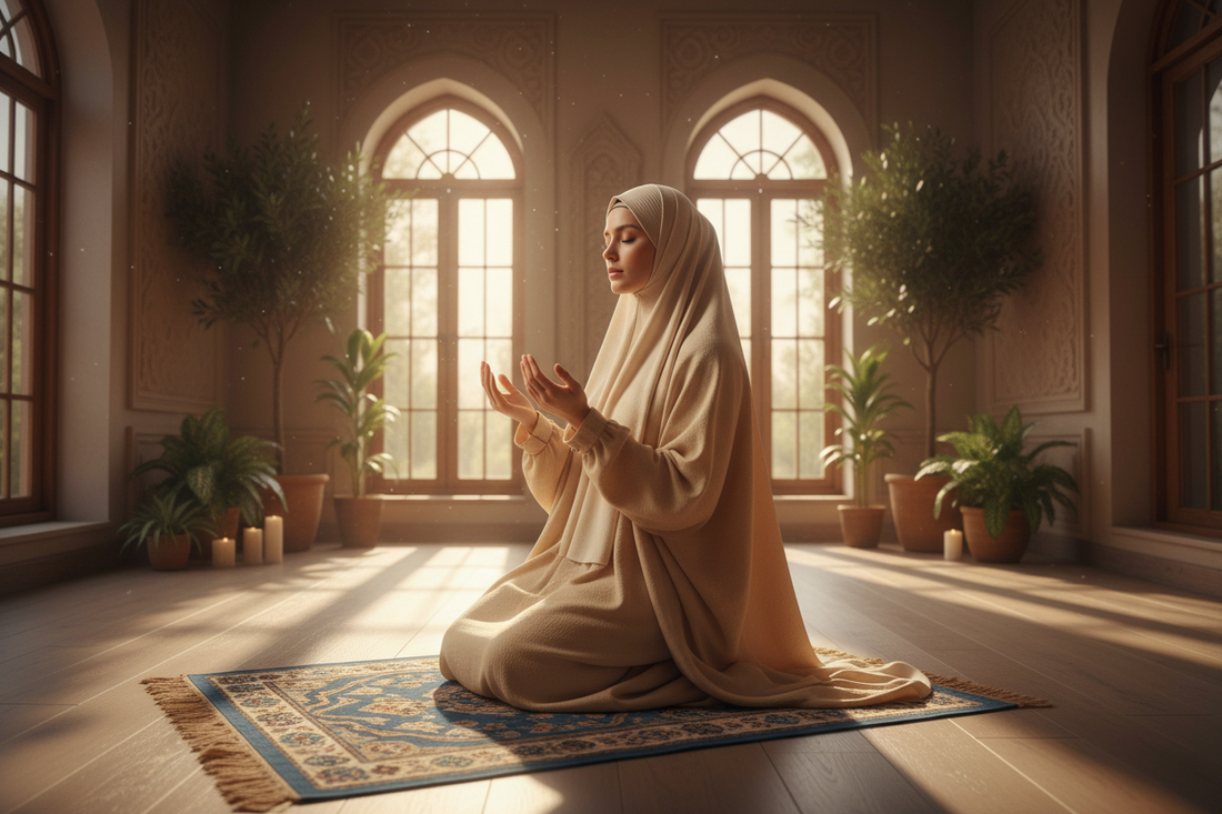 Muslim woman performing wudhu — can you pray with false nails? Press-on nails for Muslim women in UAE by NailAddict