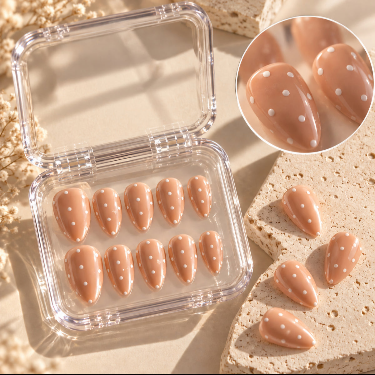 Dolce Dot | Polka Dot Press-On Nails | Almond Shape