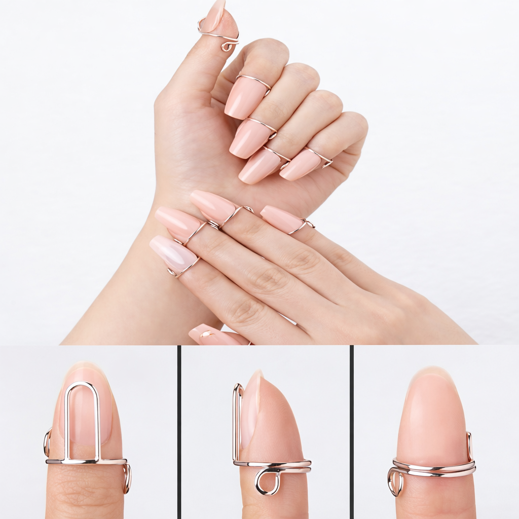 Adjustable nail ring holding press-on nail for quick removal before wudu