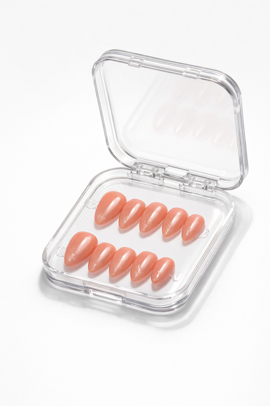 Coral press on nails – orange reusable gel false nails UAE – Nailaddict