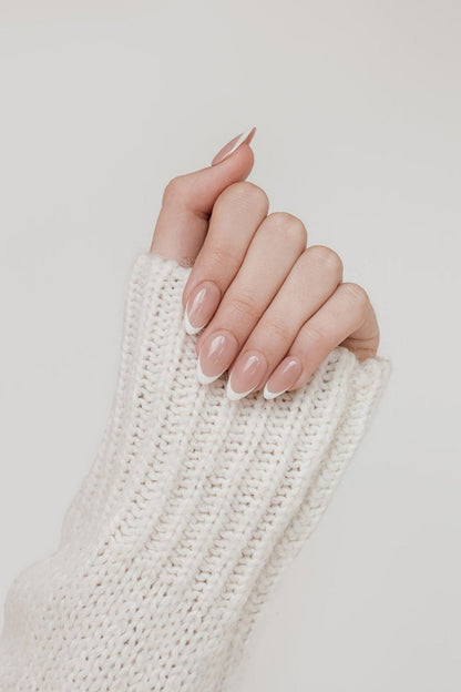  Karima French tip press on nails – reusable gel false nails UAE – Nailaddict