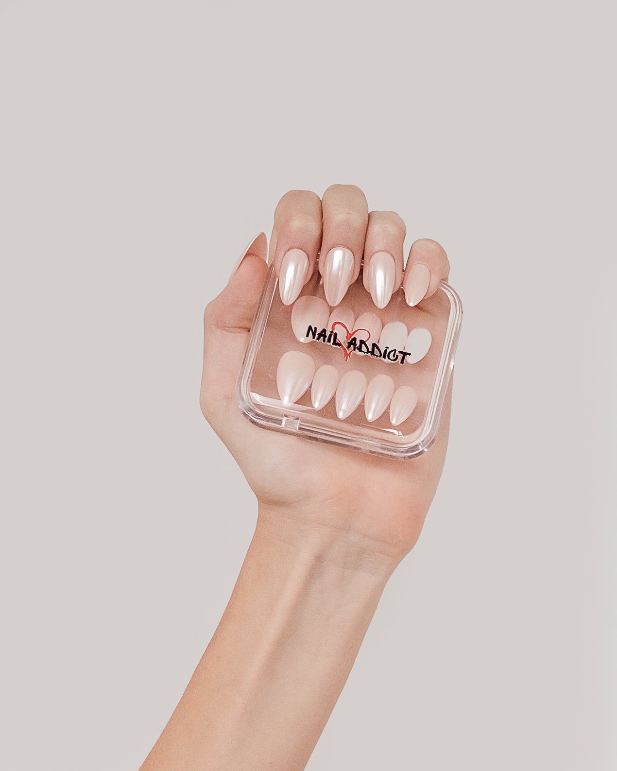 Nailaddict Glazed Donut press on nails set – light pink glazed reusable press on nails packaging UAE