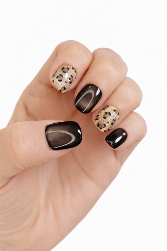 Shaheen luxury press on nails by Nailaddict UAE reusable glossy gel manicure