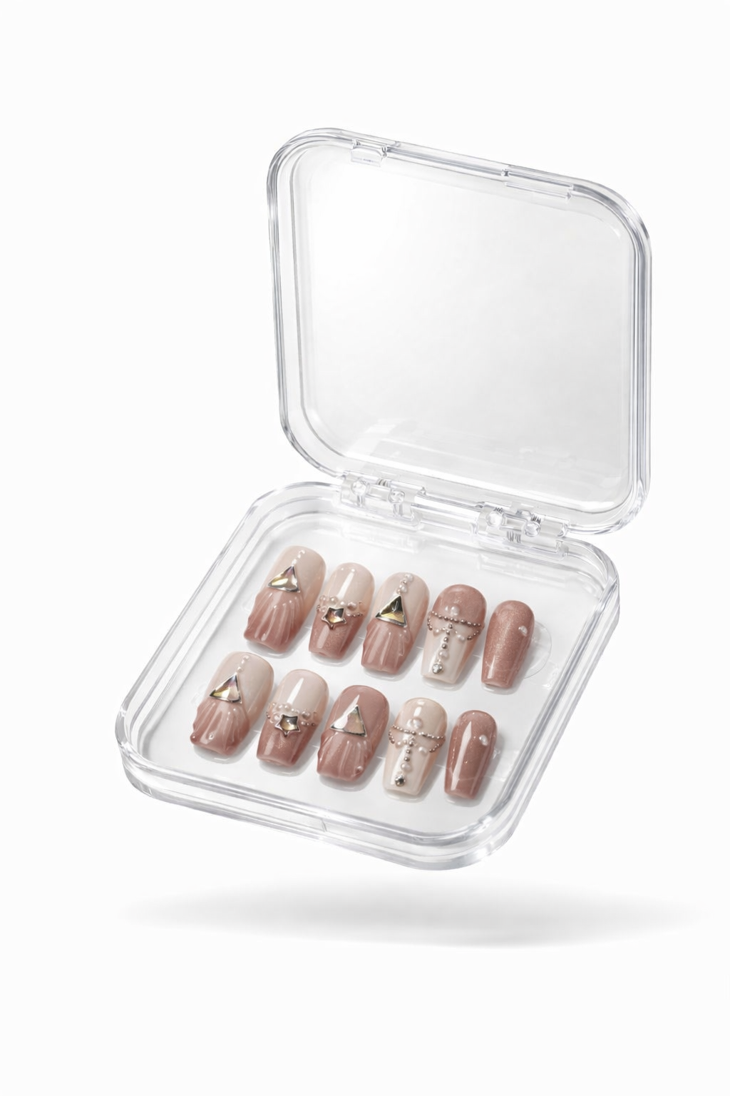 Sharqiya Shine luxury press on nails by Nailaddict UAE reusable glossy gel manicure