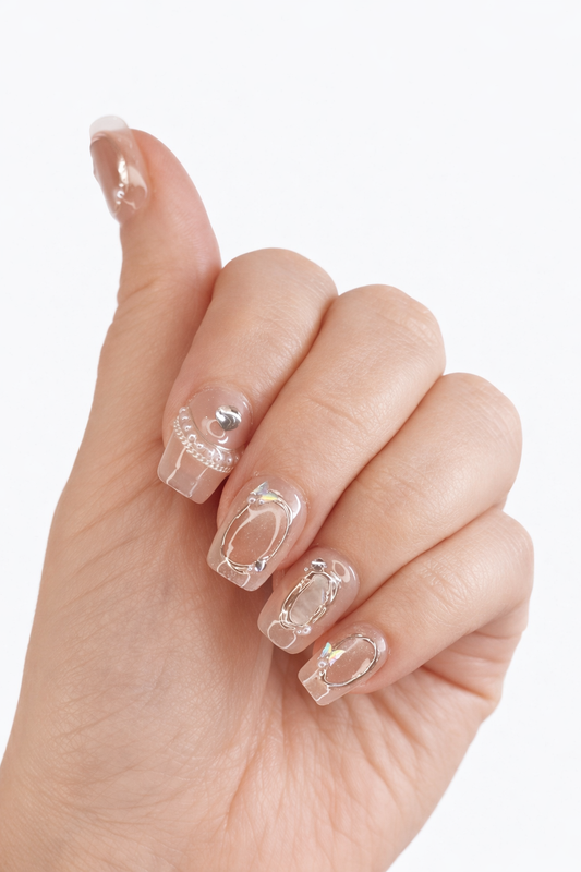 
Zaynah luxury press on nails by Nailaddict UAE reusable glossy gel manicure