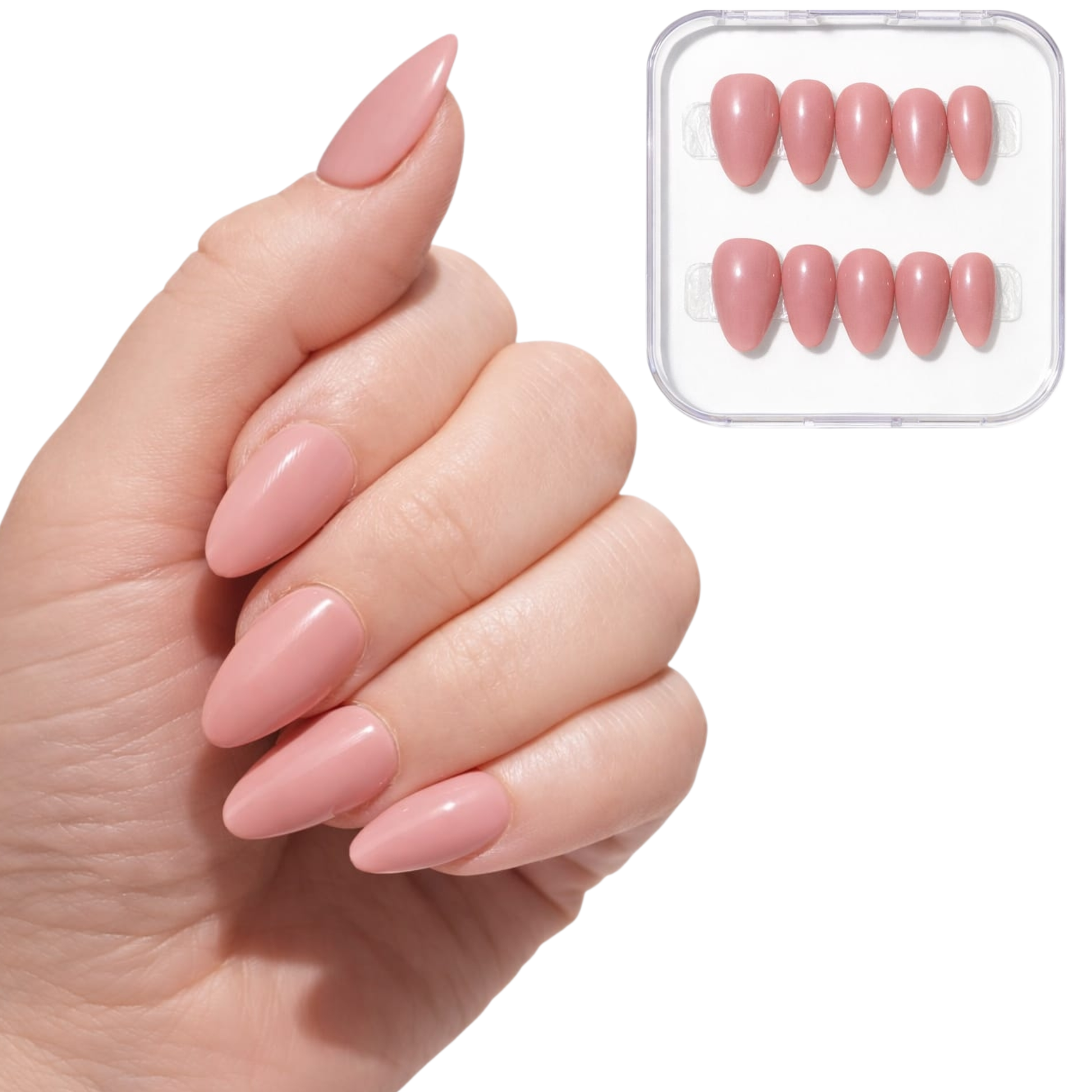 Rose pink press on nails – reusable glossy gel nails UAE – Nailaddict