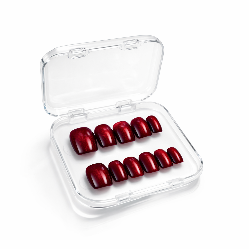 Ruby Slippers Square - Nail Addict Ruby Slippers red press on nails – reusable gel false nails UAE – Nailaddict