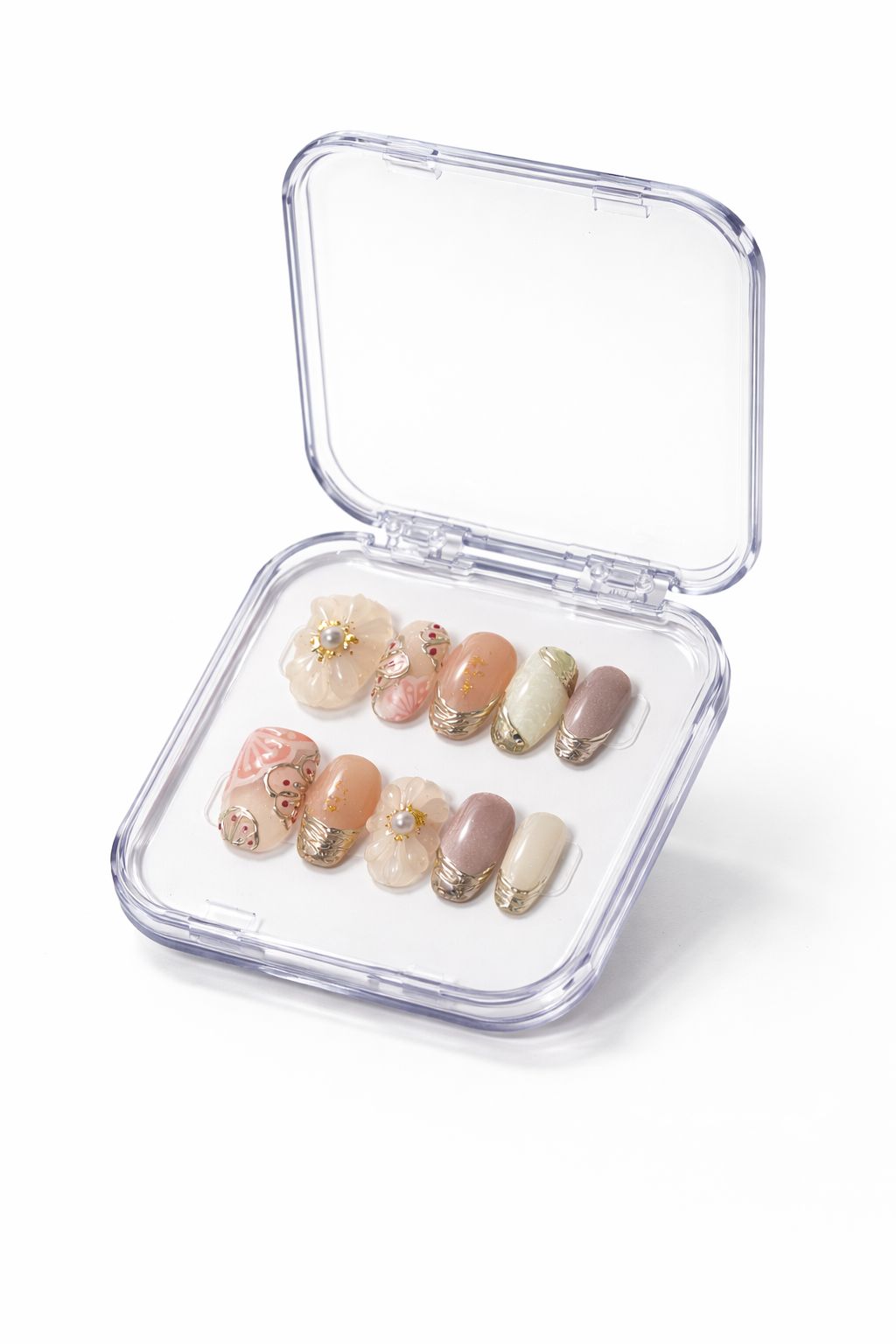Press on nails by Nail adfict uae. Japanese floral design.