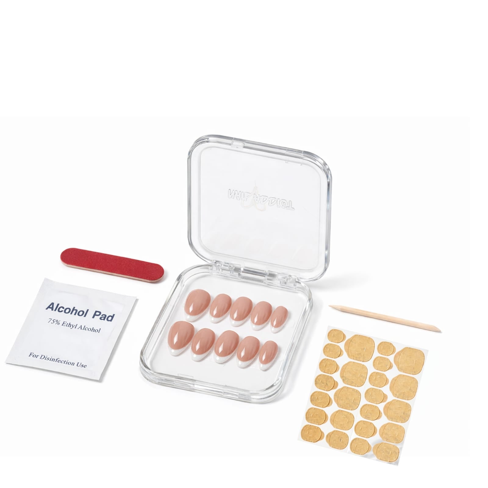 Karima French tip press on nails – reusable gel false nails UAE – Nailaddict