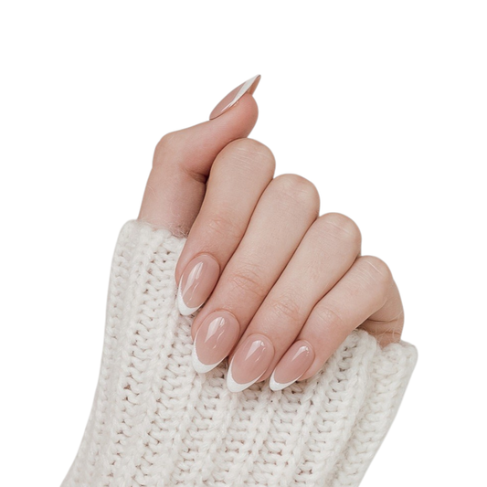 Karima French tip press on nails – reusable gel false nails UAE – Nailaddict